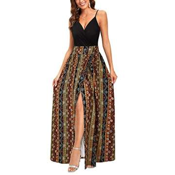 Newshows Womens' Boho Summer 2025 V Neck Spaghetti Strap Western Casual Mexican Vestidos Beachy Bohe...