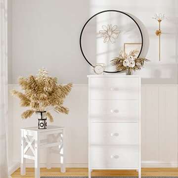 KAI-ROAD White Dresser for Bedroom, Small Dresser Storage Drawers, 4 Drawer Dresser Kids Dressers Ch...