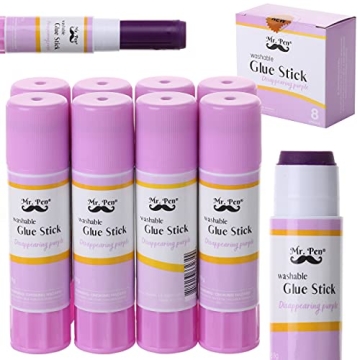 Mr. Pen Disappearing Purple Glue Sticks 8 Pack - Fun, Washable Crafting Tool for Kids