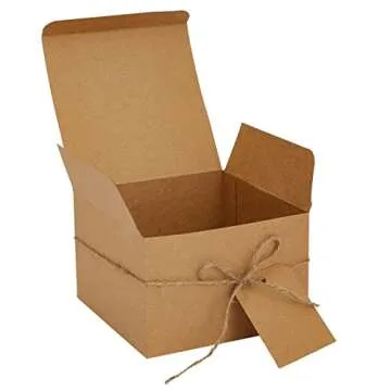 Stockroom Plus Brown Gift Boxes with Lids, Bulk for Wedding Favors, Birthday Party (6x6 In, 25 Pack)