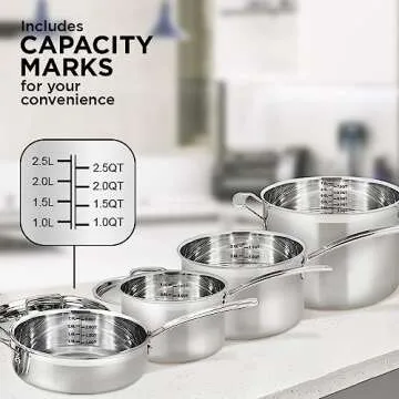 Nevlers 15 Pcs Premium Stainless Steel Cookware Set