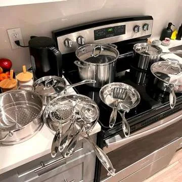 Nevlers 15 Pcs Premium Stainless Steel Cookware Set
