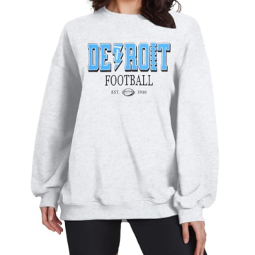 ASTANFY Womens Football Game Day Sweatshirt - Cozy Crewneck for Fans – Grey
