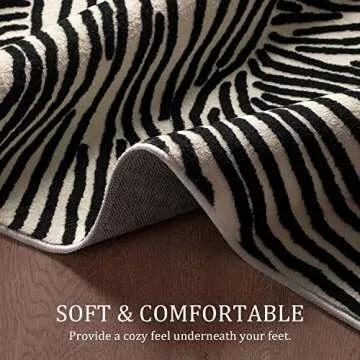 YIHOUSE 6×9 Ft Area Rugs Non-Shedding Washable Rug, Bedroom Living Room Dining Room Office Playroom Nursery, Nonslip Modern Large Rugs Soft Faux Wool Contemporary Striped Rugs-Black and White Rug