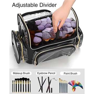 NAONAYA Large Makeup Brush Bag Makeup Brush Case Dust Free Make Up Brush Holder Organizer, Professional Traveling Makeup Artist Must Haves Travel Makeup Bag for Brushes with Brush Compartment, Strap