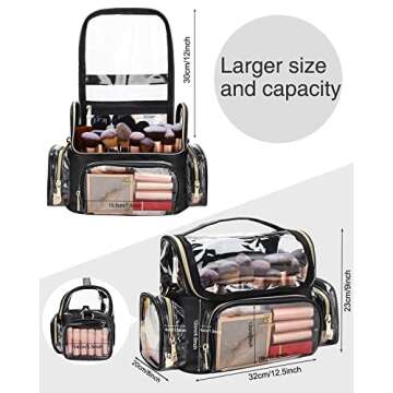 NAONAYA Large Makeup Brush Bag Makeup Brush Case Dust Free Make Up Brush Holder Organizer, Professional Traveling Makeup Artist Must Haves Travel Makeup Bag for Brushes with Brush Compartment, Strap