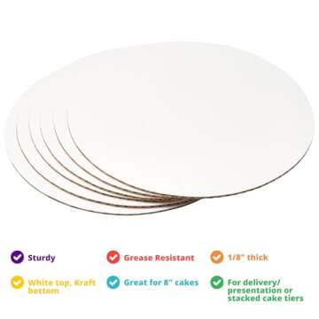 DecoPac Round Cake Board - 10 Inch, Waxed, Pack of 6, White