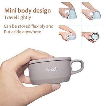 Biosys Laboratories Silicone Collapsible Cup/Mug 10oz. Unbreakable Silicone Cup Drinkware, Silicone Folding Coffee Cup with Lid & Coaster Foldable & Portable & Lightweight(Cream)