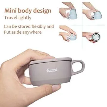 Biosys Laboratories Silicone Collapsible Cup/Mug 10oz. Unbreakable Silicone Cup Drinkware, Silicone Folding Coffee Cup with Lid & Coaster Foldable & Portable & Lightweight(Cream)