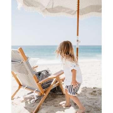 Luxury Beach Umbrella with Stylish White Fringe