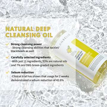 Lanbelle Deep Cleansing Oil Korean Oil Cleanser 6.76 Oz Face Wash All Naturally-Derived GrapeSeed Oil Lemon Vegan Dry Sensitive Acne-Prone Skin Age Defying Makeup Remover Melting Blackhead Sebum Care