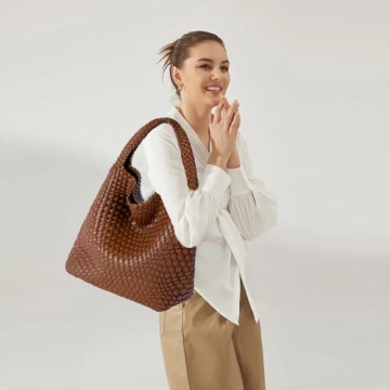 Vegan Leather Woven Tote Handbag Fashionable & Functional