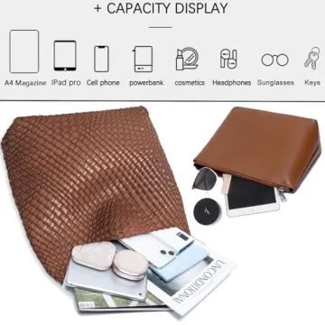 Vegan Leather Woven Tote Handbag Fashionable & Functional