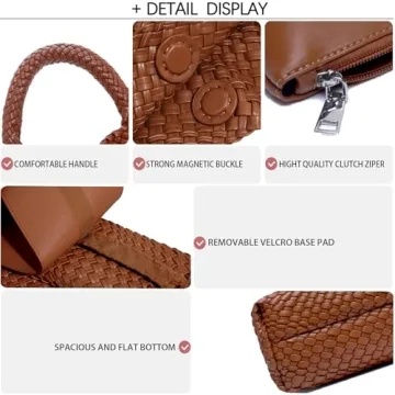 Vegan Leather Woven Tote Handbag Fashionable & Functional
