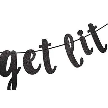 Let's Get Lit Glitter Black Banner for Holidays and Parties