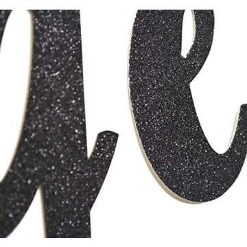 Let's Get Lit Glitter Black Banner Garland Sign, Bachelorette Party, Bridal Shower, Christmas, New Years Eve, Birthday, Wedding Decorations (Black)