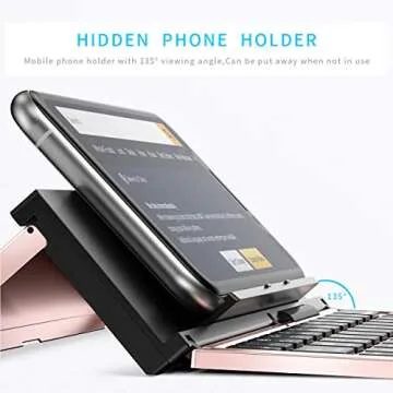 Geyes Bluetooth Keyboard Foldable Portable Folding Travel Keyboard for iPhone 15 Pro Plus/Xs/max/x/14/13 /12/11 /iPad/iPad Mini 4, Samsung Android Tablet Smart Phone (Rose Gold)