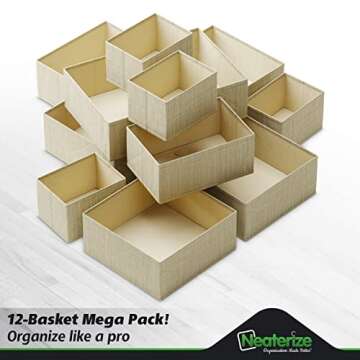 Drawer Organizer Clothes Set of 12 Beige - Dresser Organizer For Nursery, Bedroom, Closet - The Perfect Baby Clothes Organizer and Storage & General Nursery Organization or Dresser Drawer Organizers