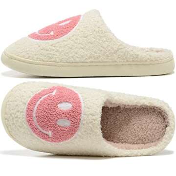 Retro Fuzzy Slippers for Women and Men - Soft, Warm, Non-Slip Couple Style Home Slide Slippers with Memory Foam