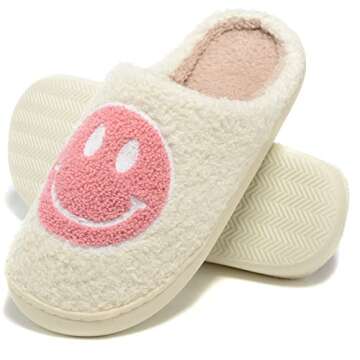 Retro Fuzzy Slippers for Women and Men - Soft, Warm, Non-Slip Couple Style Home Slide Slippers with Memory Foam