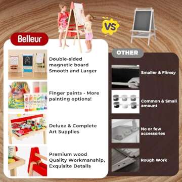 Belleur Adjustable Art Easel for Kids 2-8 with Accessories