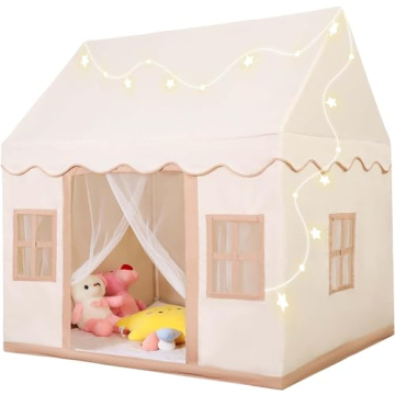 Bubplay Large Play Tent with Mat - Ideal for Kids Indoor Adventures, Beige
