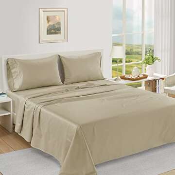 LANE LINEN 100% Egyptian Cotton Bed Sheets - 1000 Thread Count 4-Piece Linen King Set Bedding Sateen...