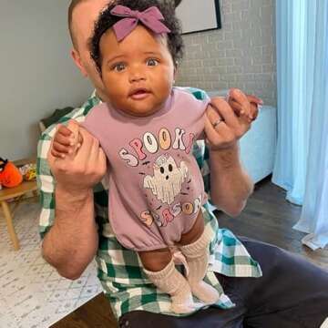 Newborn Baby Girl Boy Halloween Outfit Long Sleeve Pumpkin Ghost Sweatshirt Romper Oversized Onesie Fall Clothes (G-Purple, 0-3 Months)