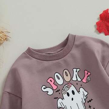 Newborn Baby Girl Boy Halloween Outfit Long Sleeve Pumpkin Ghost Sweatshirt Romper Oversized Onesie Fall Clothes (G-Purple, 0-3 Months)