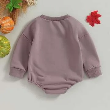Newborn Baby Girl Boy Halloween Outfit Long Sleeve Pumpkin Ghost Sweatshirt Romper Oversized Onesie Fall Clothes (G-Purple, 0-3 Months)