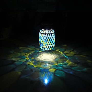 Beautiful Blue Mosaic Solar Lantern - Outdoor and Indoor Decor