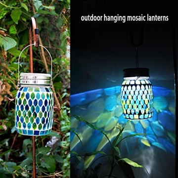 Beautiful Blue Mosaic Solar Lantern - Outdoor and Indoor Decor