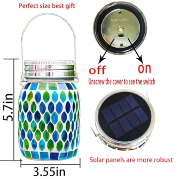 Beautiful Blue Mosaic Solar Lantern - Outdoor and Indoor Decor