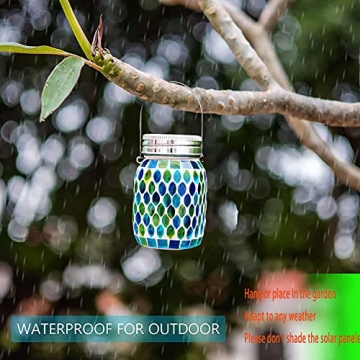 Beautiful Blue Mosaic Solar Lantern - Outdoor and Indoor Decor