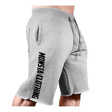 Monsta Clothing Co. Mens Workout (MC-Crest-Flag) Gym Sweat Shorts (G:GY-A:BK)