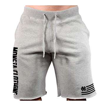 Monsta Clothing Co. Mens Workout (MC-Crest-Flag) Gym Sweat Shorts (G:GY-A:BK)