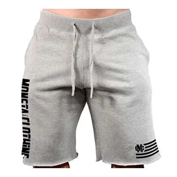 Monsta Clothing Co. Mens Workout (MC-Crest-Flag) Gym Sweat Shorts (G:GY-A:BK)