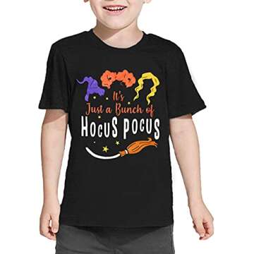 LAZYCHILD It's Just A Bunch of Hocus Pocus Halloween T Shirt Toddler Boys Girls Sanderson Sister Graphic Tee Shirts(Black,120)