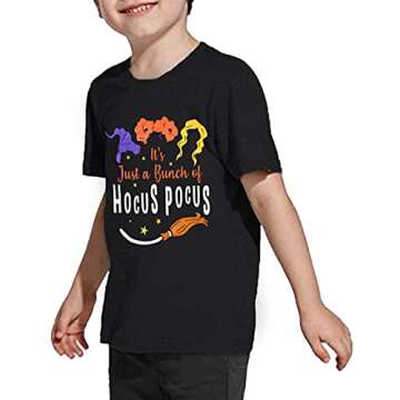 LAZYCHILD It's Just A Bunch of Hocus Pocus Halloween T Shirt Toddler Boys Girls Sanderson Sister Graphic Tee Shirts(Black,120)