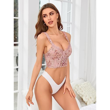 Floerns Floral Lace Trim Bustier Corset Cami Top - Chic Wear