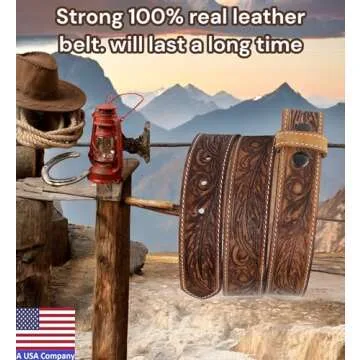 F&L CLASSIC Western Belt without buckle for men – Full Grain Leather Cowboy Belts for jeans - One Piece Leather strap belt, USA,2022-06, size 44