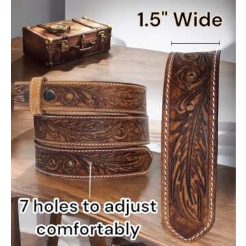 F&L CLASSIC Western Belt without buckle for men – Full Grain Leather Cowboy Belts for jeans - One Piece Leather strap belt, USA,2022-06, size 44