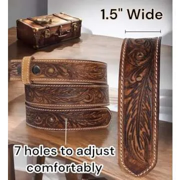 F&L CLASSIC Western Belt without buckle for men – Full Grain Leather Cowboy Belts for jeans - One Piece Leather strap belt, USA,2022-06, size 44