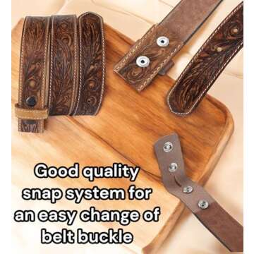 F&L CLASSIC Western Belt without buckle for men – Full Grain Leather Cowboy Belts for jeans - One Piece Leather strap belt, USA,2022-06, size 44