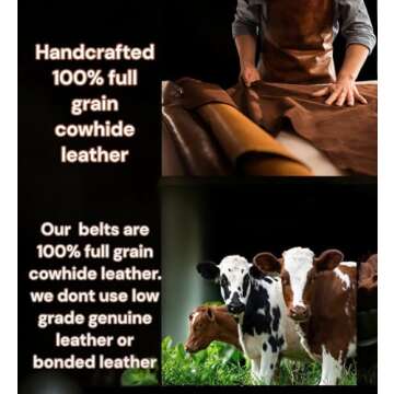 F&L CLASSIC Western Belt without buckle for men – Full Grain Leather Cowboy Belts for jeans - One Piece Leather strap belt, USA,2022-06, size 44