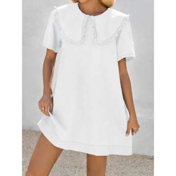 Wenrine Denim Mini Dress with Peter Pan Collar