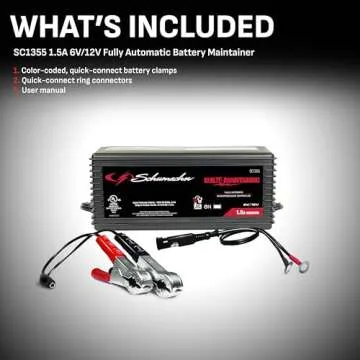 Schumacher Electric 3-in-1 Battery Charger, Maintainer, and Desulfator, SC1355 Fully Automatic - 1.5 Amp, 6 Volt and 12 Volt - For Motorcycle, Power Sport, Car, and Marine Batteries