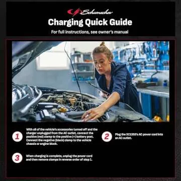 Schumacher Electric 3-in-1 Battery Charger, Maintainer, and Desulfator, SC1355 Fully Automatic - 1.5 Amp, 6 Volt and 12 Volt - For Motorcycle, Power Sport, Car, and Marine Batteries