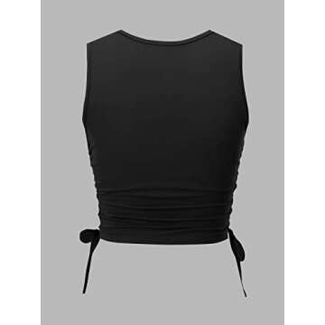 Floerns Women's Graphic Print Drawstring Crop Tank Top