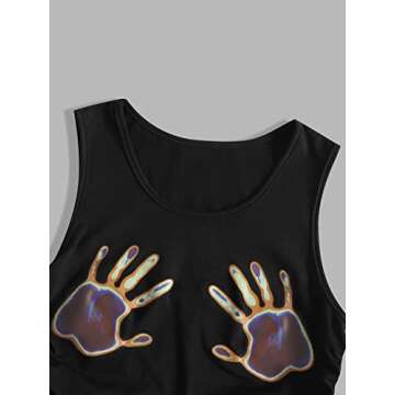 Floerns Women's Graphic Print Drawstring Crop Tank Top